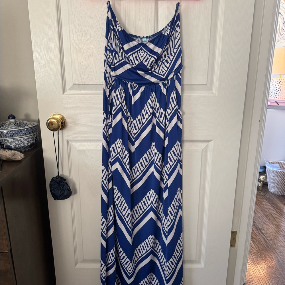 Blue and White Maxi Dress